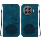 For Tecno Spark 20 Pro+ Lotus Embossed Leather Phone Case(Dark Blue) - 1