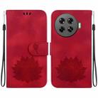 For Tecno Spark 20 Pro+ Lotus Embossed Leather Phone Case(Red) - 1