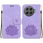 For Tecno Spark 20 Pro+ Lotus Embossed Leather Phone Case(Purple) - 1