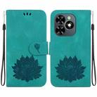 For Tecno Spark G0 2024 / Spark 20 Lotus Embossed Leather Phone Case(Green) - 1