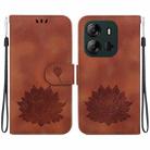 For Tecno Spark Go 2023 / Pop 7 Pro Lotus Embossed Leather Phone Case(Brown) - 1