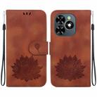 For Tecno Spark 20C / Pop 8 Lotus Embossed Leather Phone Case(Brown) - 1