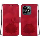 For Tecno Spark 20C / Pop 8 Lotus Embossed Leather Phone Case(Red) - 1