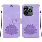 For Tecno Spark 20C / Pop 8 Lotus Embossed Leather Phone Case(Purple) - 1