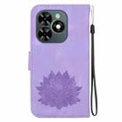 For Tecno Spark 20C / Pop 8 Lotus Embossed Leather Phone Case(Purple) - 3