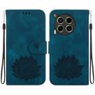 For Tecno Camon 30 4G / 5G Lotus Embossed Leather Phone Case(Dark Blue) - 1