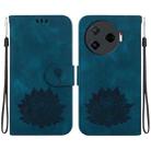 For Tecno Camon 30 Pro Lotus Embossed Leather Phone Case(Dark Blue) - 1