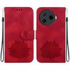 For Tecno Camon 30 Pro Lotus Embossed Leather Phone Case(Red) - 1