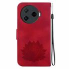 For Tecno Camon 30 Pro Lotus Embossed Leather Phone Case(Red) - 3