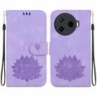 For Tecno Camon 30 Pro Lotus Embossed Leather Phone Case(Purple) - 1