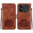 For Tecno Pova 6 / Pova 6 Pro Lotus Embossed Leather Phone Case(Brown) - 1