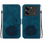 For Tecno Pova 6 / Pova 6 Pro Lotus Embossed Leather Phone Case(Dark Blue) - 1