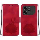 For Tecno Pova 6 / Pova 6 Pro Lotus Embossed Leather Phone Case(Red) - 1