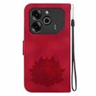 For Tecno Pova 6 / Pova 6 Pro Lotus Embossed Leather Phone Case(Red) - 3