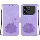 For Tecno Pova 6 / Pova 6 Pro Lotus Embossed Leather Phone Case(Purple) - 1