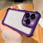 For iPhone 15 Pro Clear Acrylic + TPU Shockproof Phone Case(Purple) - 1