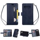 For Samsung Galaxy S10 Multifunctional Zipper Horizontal Flip Leather Case with Holder & Wallet & 9 Card Slots & Lanyard(Blue) - 1