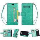 For Samsung Galaxy S10 Multifunctional Zipper Horizontal Flip Leather Case with Holder & Wallet & 9 Card Slots & Lanyard(Mint Green) - 1