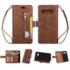 Samsung Galaxy S10+ Multifunctional Zipper Horizontal Flip Leather Case with Holder & Wallet & 9 Card Slots & Lanyard(Brown) - 1