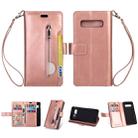 Samsung Galaxy S10+ Multifunctional Zipper Horizontal Flip Leather Case with Holder & Wallet & 9 Card Slots & Lanyard(Rose Gold) - 1