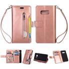 For Samsung Galaxy S10e Multifunctional Zipper Horizontal Flip Leather Case with Holder & Wallet & 9 Card Slots & Lanyard(Rose Gold) - 1