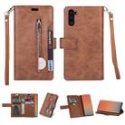 For Samsung Galaxy Note10 Multifunctional Zipper Horizontal Flip Leather Case with Holder & Wallet & 9 Card Slots & Lanyard(Brown) - 1