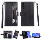 For Samsung Galaxy Note10+ Multifunctional Zipper Horizontal Flip Leather Case with Holder & Wallet & 9 Card Slots & Lanyard(Black) - 1