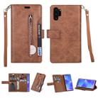 For Samsung Galaxy Note10+ Multifunctional Zipper Horizontal Flip Leather Case with Holder & Wallet & 9 Card Slots & Lanyard(Brown) - 1