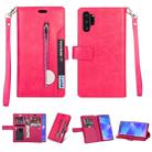 For Samsung Galaxy Note10+ Multifunctional Zipper Horizontal Flip Leather Case with Holder & Wallet & 9 Card Slots & Lanyard(Rose Red) - 1