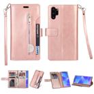 For Samsung Galaxy Note10+ Multifunctional Zipper Horizontal Flip Leather Case with Holder & Wallet & 9 Card Slots & Lanyard(Rose Gold) - 1