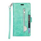 For Samsung Galaxy Note10+ Multifunctional Zipper Horizontal Flip Leather Case with Holder & Wallet & 9 Card Slots & Lanyard(Mint Green) - 2