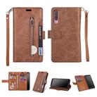 For Samsung Galaxy A70 Multifunctional Zipper Horizontal Flip Leather Case with Holder & Wallet & 9 Card Slots & Lanyard(Brown) - 1