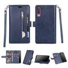 For Samsung Galaxy A50 / A50s / A30s Multifunctional Zipper Horizontal Flip Leather Case with Holder & Wallet & 9 Card Slots & Lanyard(Blue) - 1