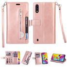 For Samsung Galaxy M10 / Galaxy A10 Multifunctional Zipper Horizontal Flip Leather Case with Holder & Wallet & 9 Card Slots & Lanyard(Rose Gold) - 1
