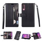 For Samsung Galaxy A7 (2018) Multifunctional Zipper Horizontal Flip Leather Case with Holder & Wallet & 9 Card Slots & Lanyard(Black) - 1