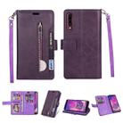 For Samsung Galaxy A7 (2018) Multifunctional Zipper Horizontal Flip Leather Case with Holder & Wallet & 9 Card Slots & Lanyard(Purple) - 1