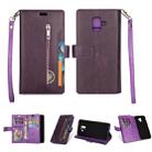 For Samsung Galaxy A6 (2018) Multifunctional Zipper Horizontal Flip Leather Case with Holder & Wallet & 9 Card Slots & Lanyard(Purple) - 1