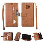 For Samsung Galaxy A6 (2018) Multifunctional Zipper Horizontal Flip Leather Case with Holder & Wallet & 9 Card Slots & Lanyard(Brown) - 1
