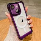 For iPhone 14 Plus Clear Acrylic + TPU MagSafe Magnetic Phone Case(Purple) - 1