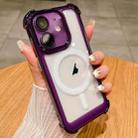 For iPhone 12 Clear Acrylic + TPU MagSafe Magnetic Phone Case(Purple) - 1