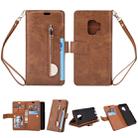 For Samsung Galaxy S9 Multifunctional Zipper Horizontal Flip Leather Case with Holder & Wallet & 9 Card Slots & Lanyard(Brown) - 1