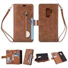 For Samsung Galaxy S9+ Multifunctional Zipper Horizontal Flip Leather Case with Holder & Wallet & 9 Card Slots & Lanyard(Brown) - 1