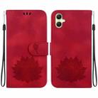 For Samsung Galaxy A05 Lotus Embossed Leather Phone Case(Red) - 1