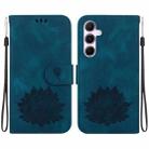 For Samsung Galaxy A55 5G Lotus Embossed Leather Phone Case(Dark Blue) - 1