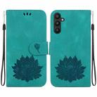 For Samsung Galaxy A34 5G Lotus Embossed Leather Phone Case(Green) - 1