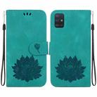 For Samsung Galaxy A51 5G Lotus Embossed Leather Phone Case(Green) - 1