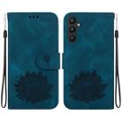 For Samsung Galaxy A54 5G Lotus Embossed Leather Phone Case(Dark Blue) - 1