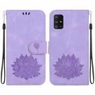 For Samsung Galaxy A71 5G Lotus Embossed Leather Phone Case(Purple) - 1