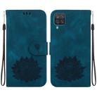 For Samsung Galaxy A12 5G Lotus Embossed Leather Phone Case(Dark Blue) - 1