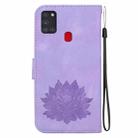 For Samsung Galaxy A21s Lotus Embossed Leather Phone Case(Purple) - 3